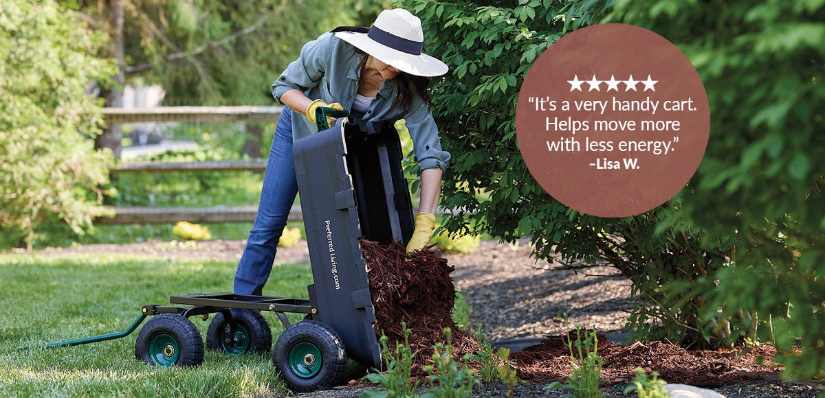 Model dumping mulch from cart
