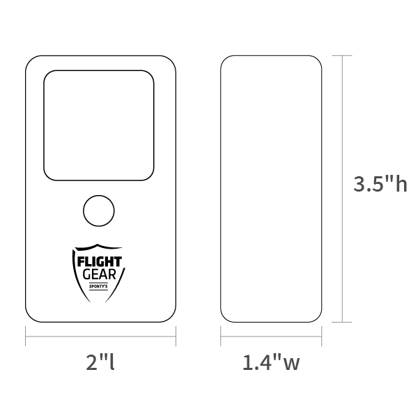 Product dimensions diagram showing front, side, and depth measurements