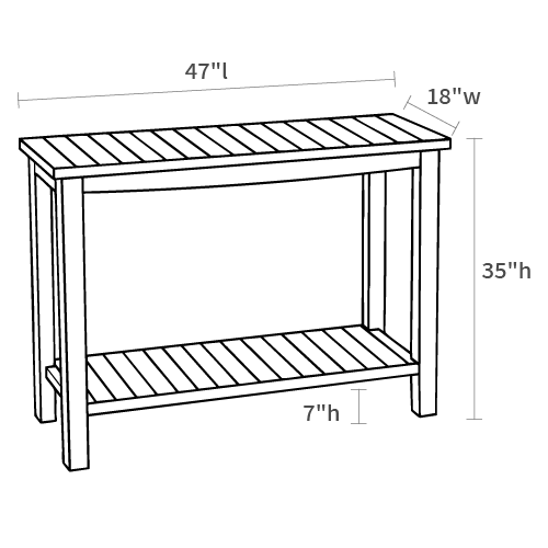 Product dimensions diagram showing front, side, and depth measurements