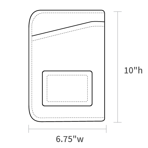 Product dimensions diagram showing front, side, and depth measurements