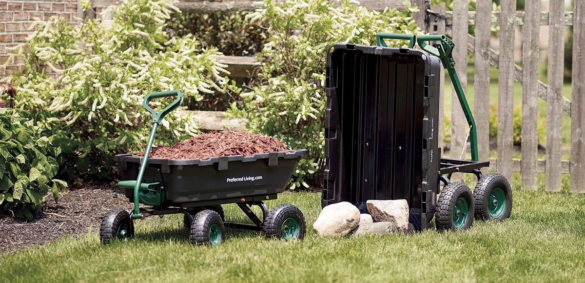 Rocks and mulch in carts